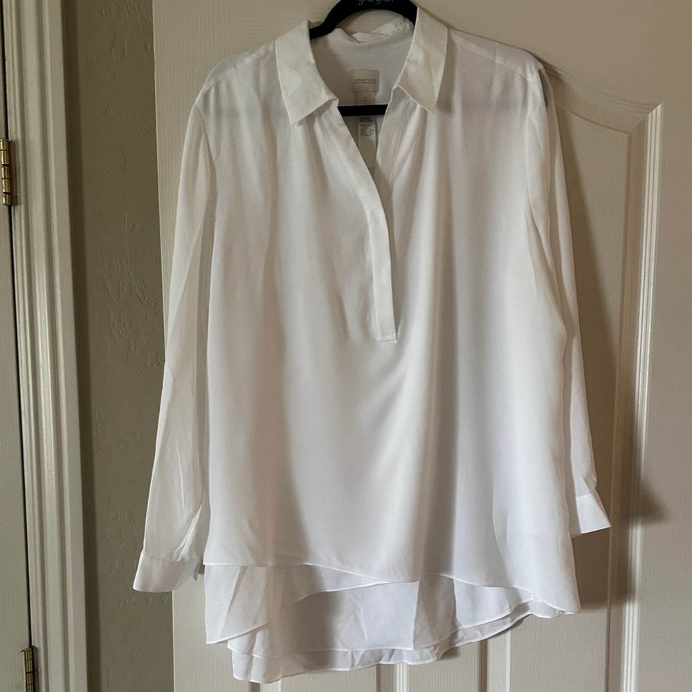152 Chico's Elegant White Blouse sz 3